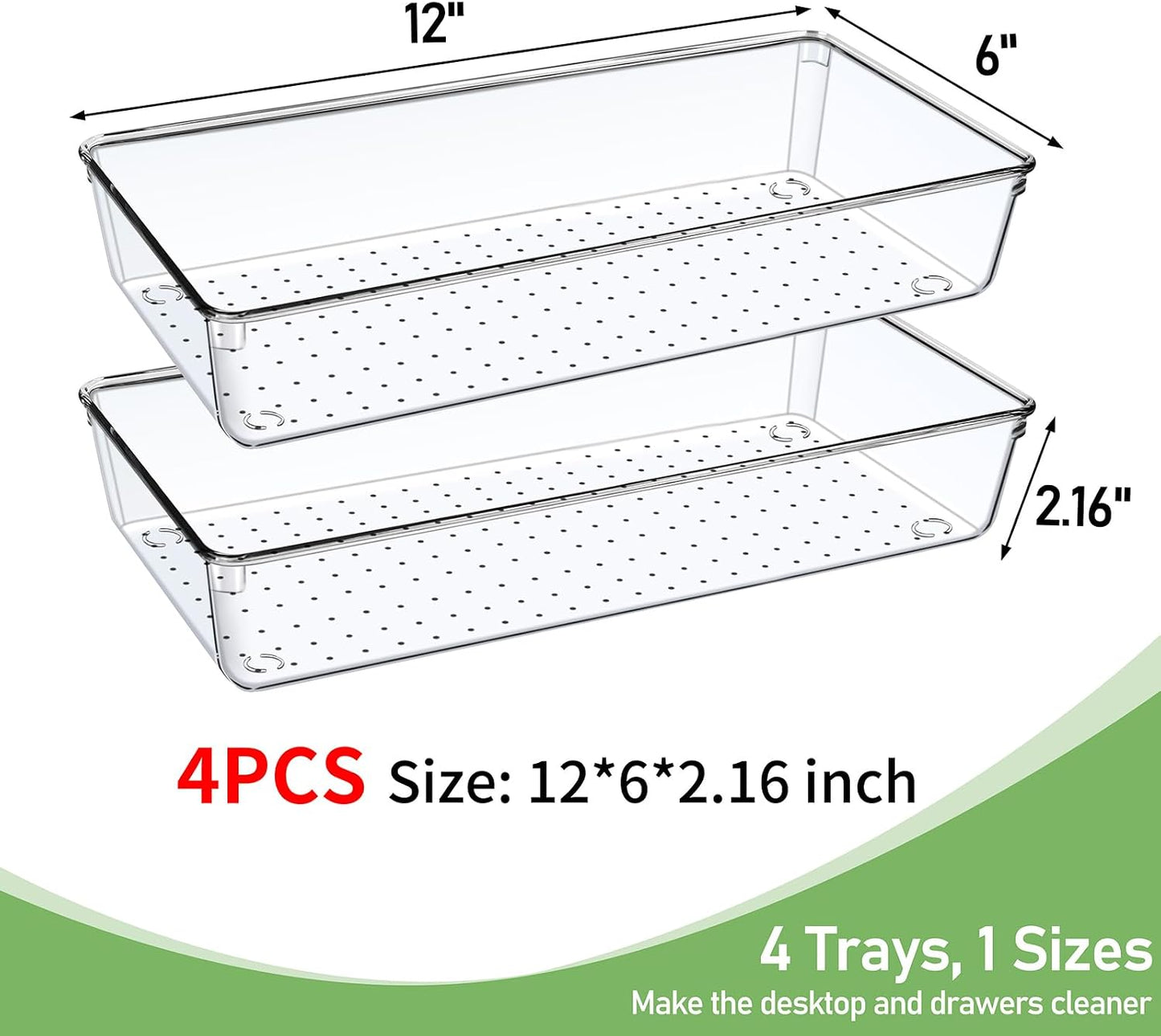 4 bandejas organizadoras plástico transparente 12pulg escritorio