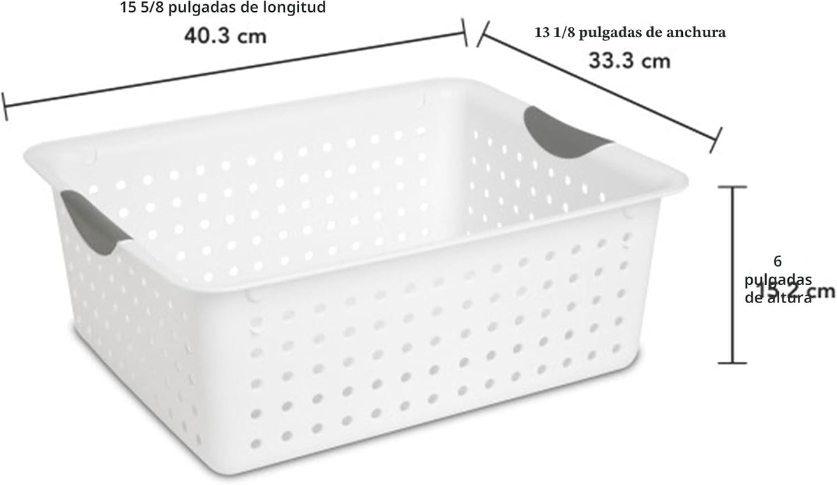 Cesta Ultra Grande Contenedor Almacenamiento 6 Pzas Blanco