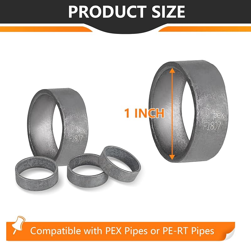 50 Pzas Anillo PEX Cobre 1" Superficie Oxidada Negro