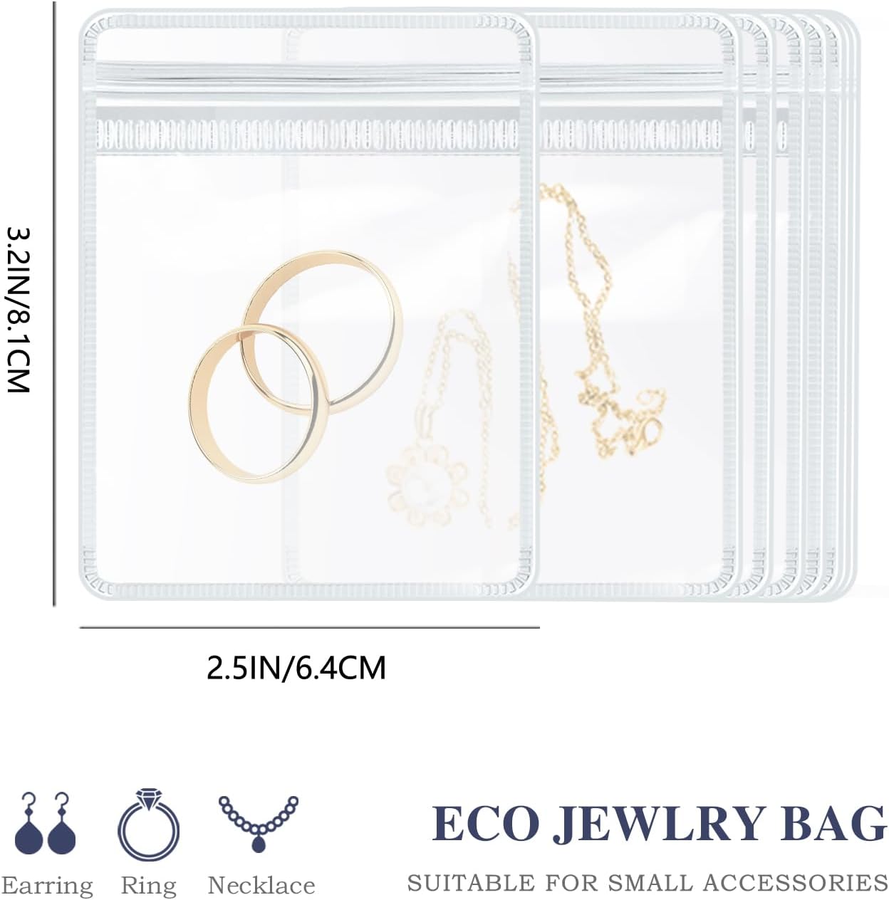 Bolsas almacenamiento joyas transparente 20 pzas