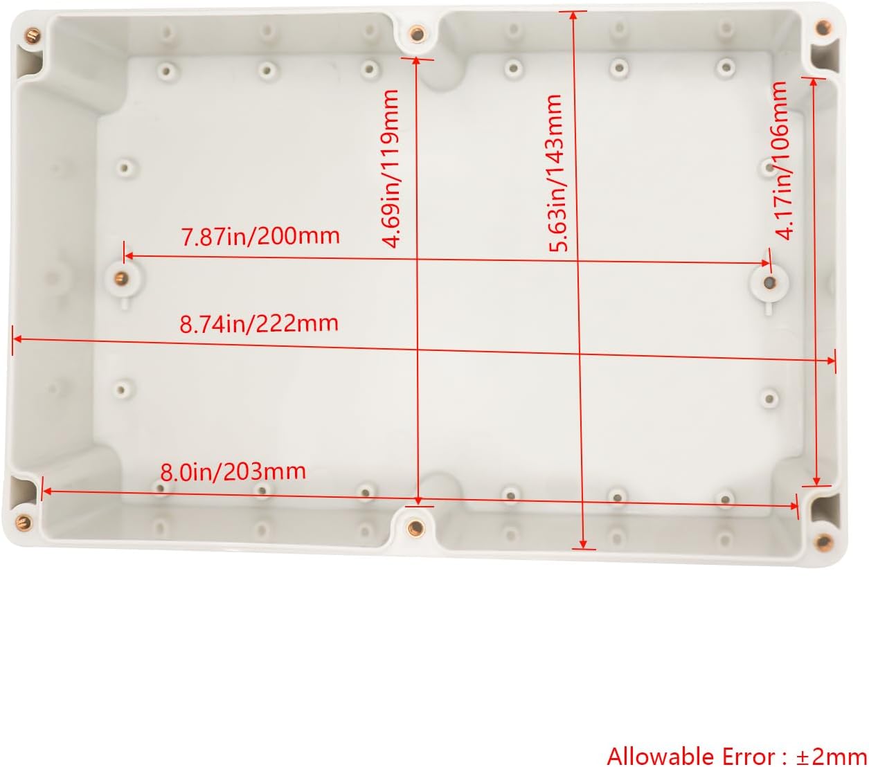 Caja eléctrica IP65 ABS para proyectos DIY 9.06x5.90x3.43pulg