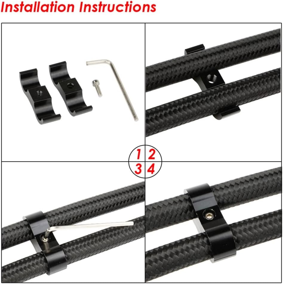 Abrazadera separadora manguera aluminio 6 Uds negro