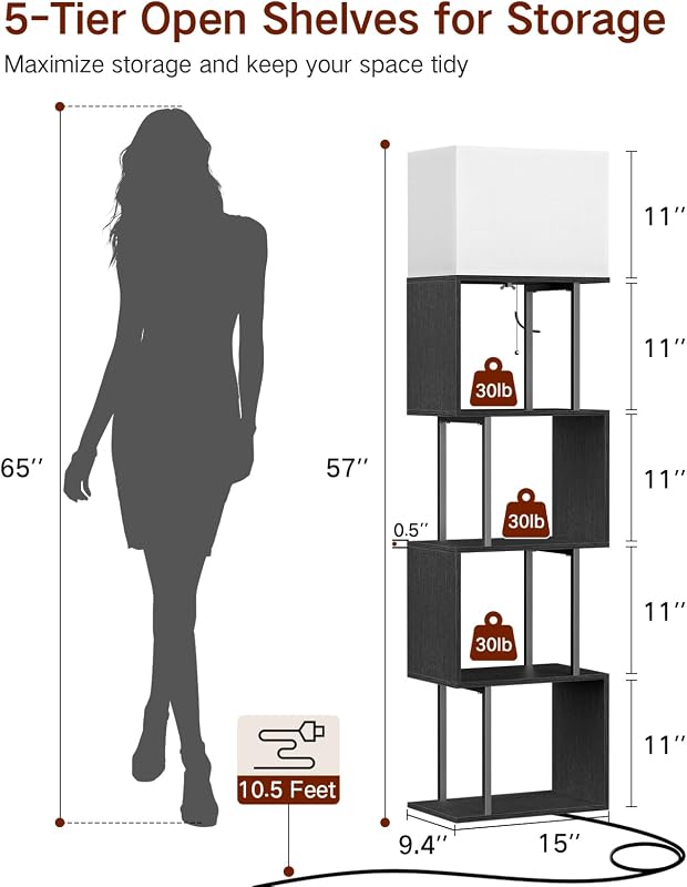 Lámpara pie forma S 5 niveles control remoto 3 temperaturas