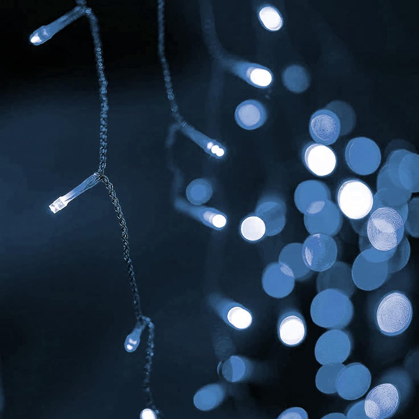 Cadena luces Navidad carámbano 29.5pies 8modos 60gotas