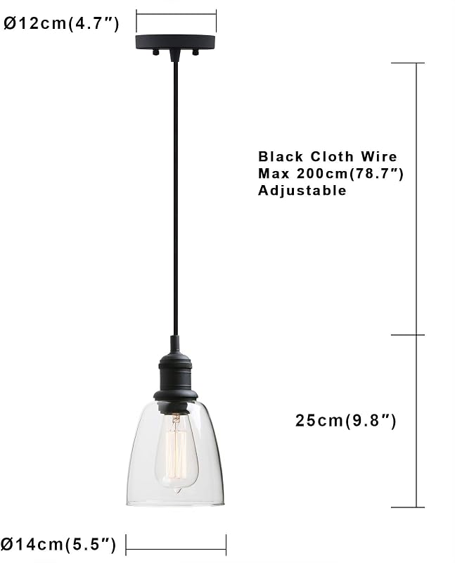 Lámpara colgante Edison 1 luz negro para cocina baño sala