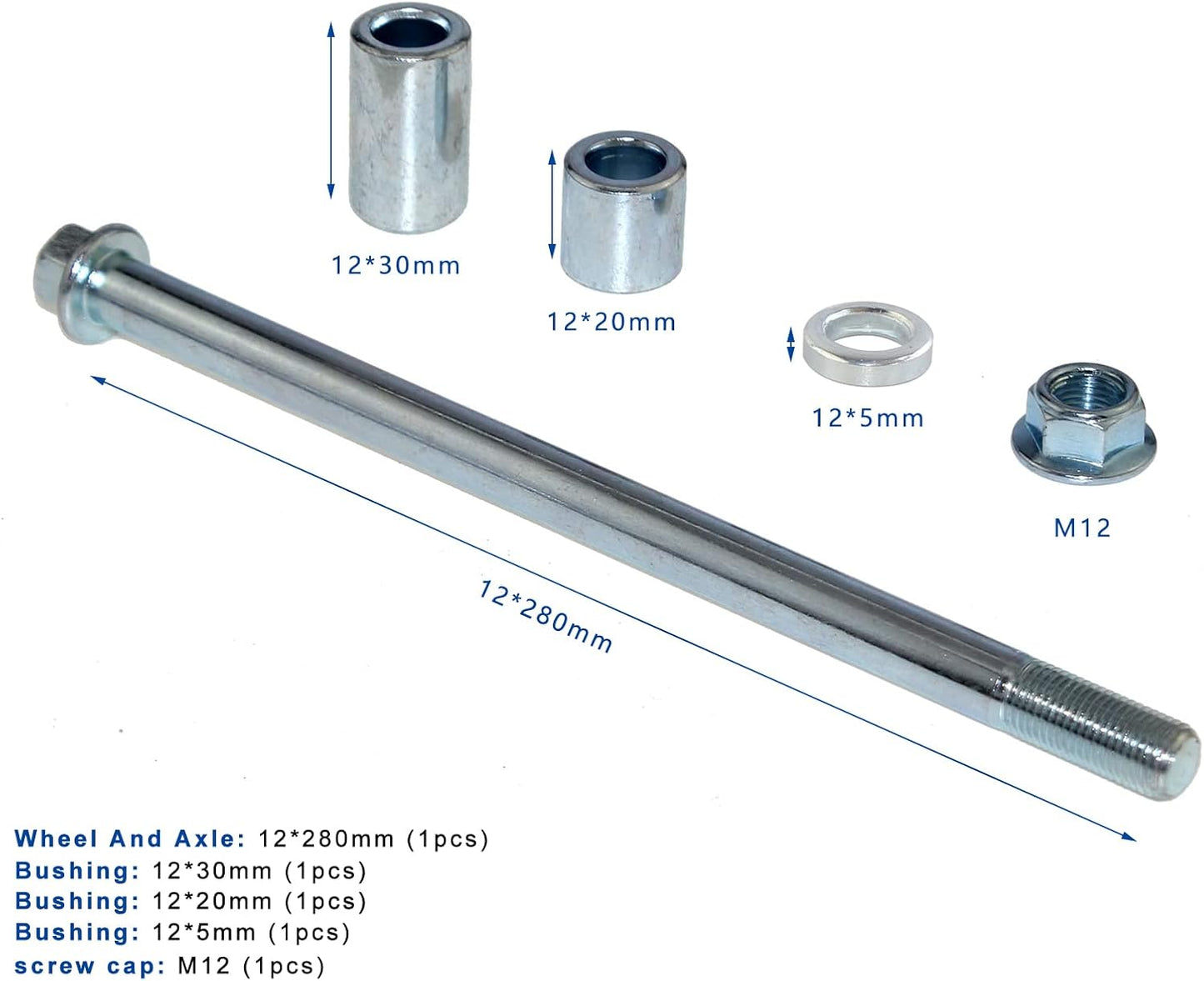 Eje delantero trasero 12mm 280mm comp PIT PRO Dirt Bike
