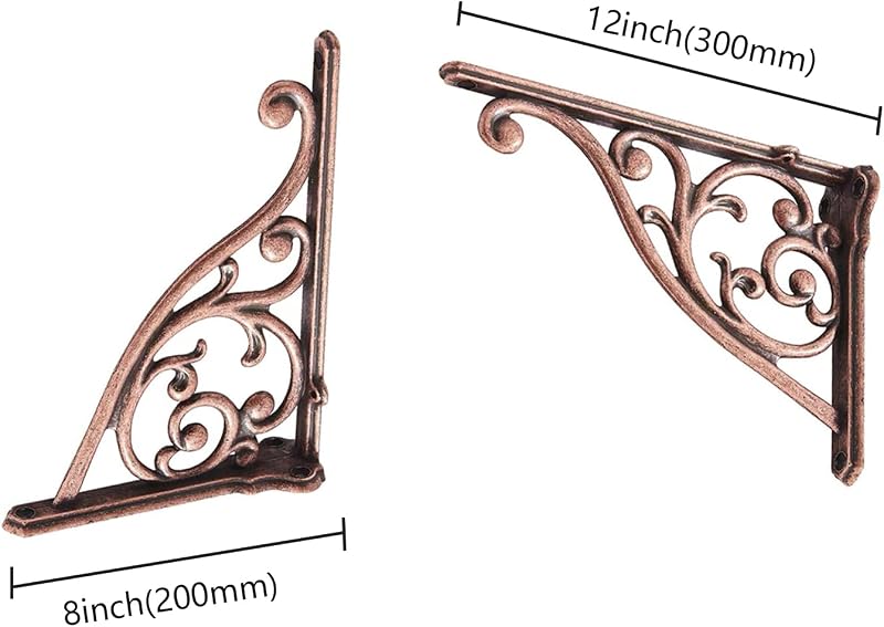 Soporte pared cobre antiguo 12" pack 4