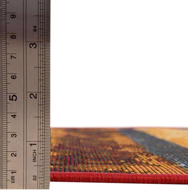 Alfombra redonda multicolor/dorado 6" 1ft