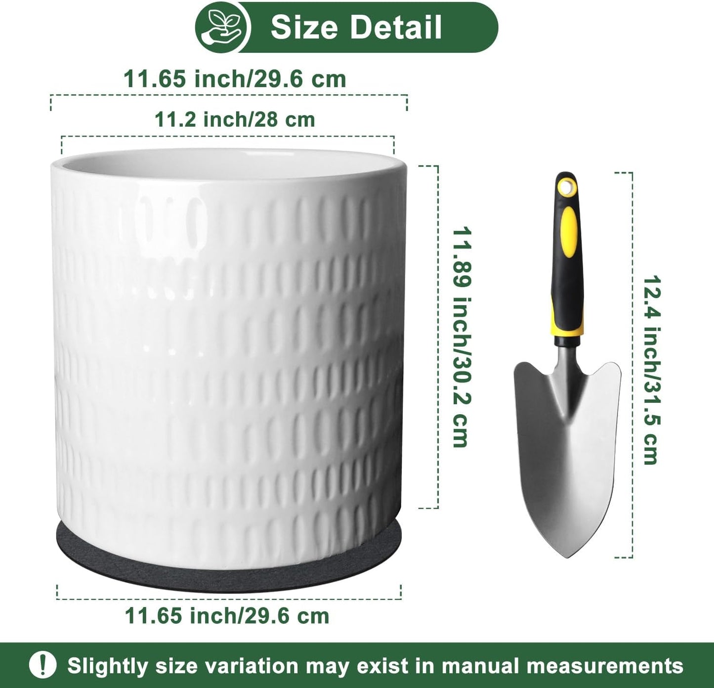 Maceta cerámica 12pulg drenaje para plantas blanco