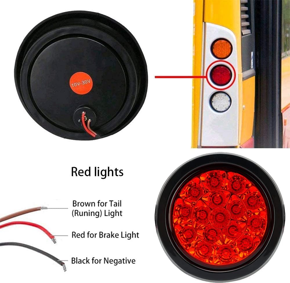 Luces traseras LED redondas 4" 12/24V para remolque