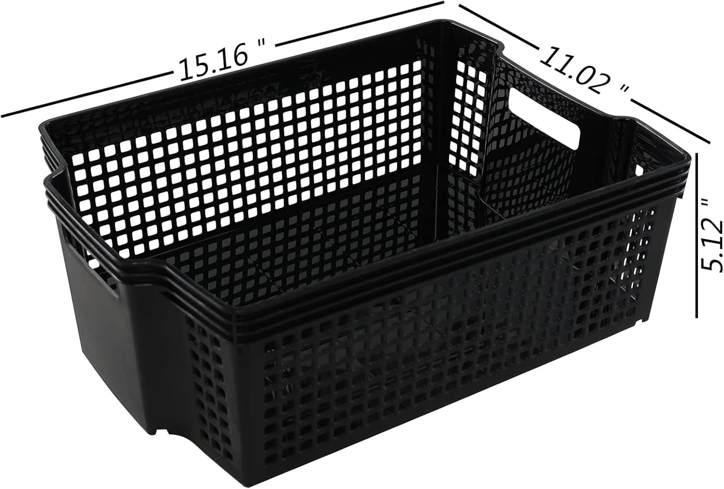 Cesta almacenamiento grande apilable negro set 2