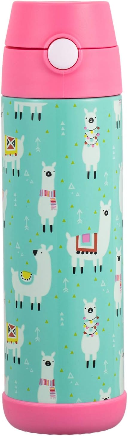 Botella agua aislada niños con pajita acero inox doble pared