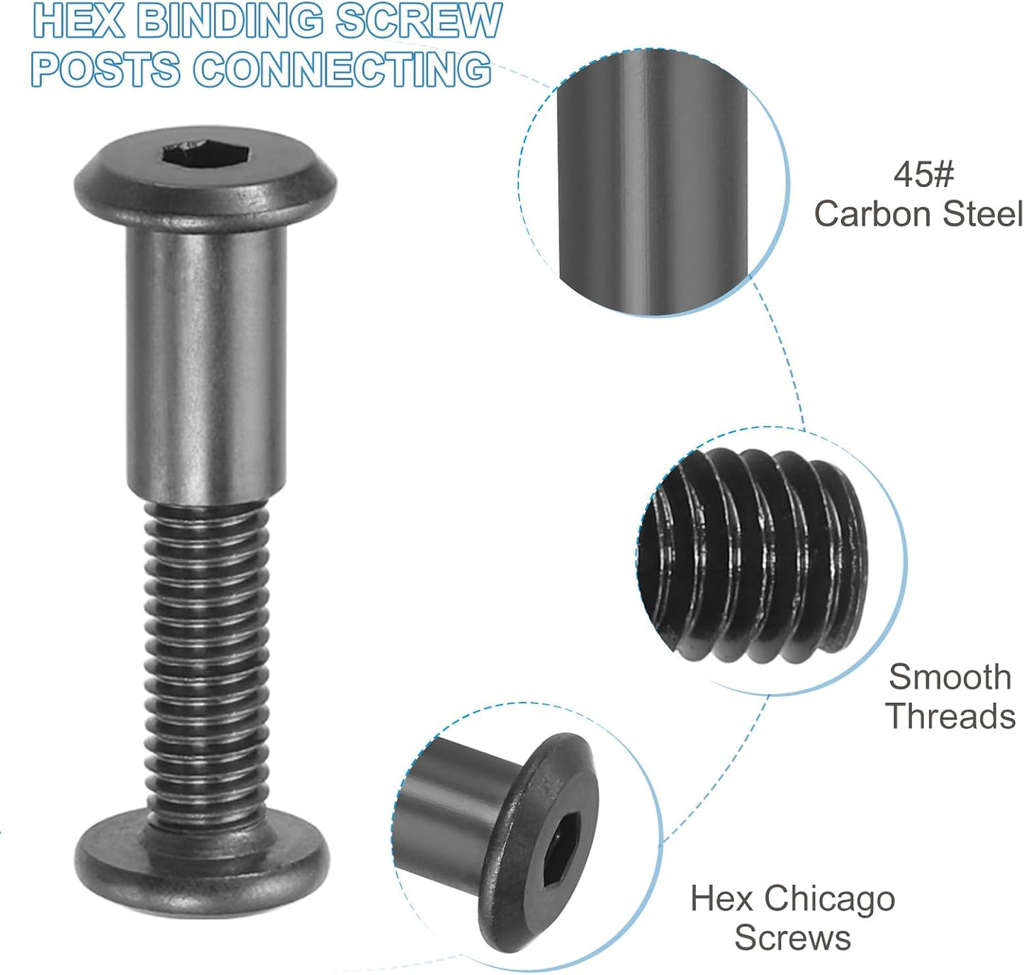 Set 10 tornillos hex 8x25 mm y tuercas 8x18 mm encaje negro