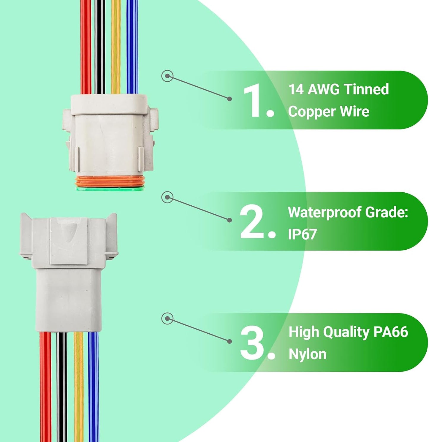 Conector DT 8 pines 14 AWG 8 cables impermeable coche