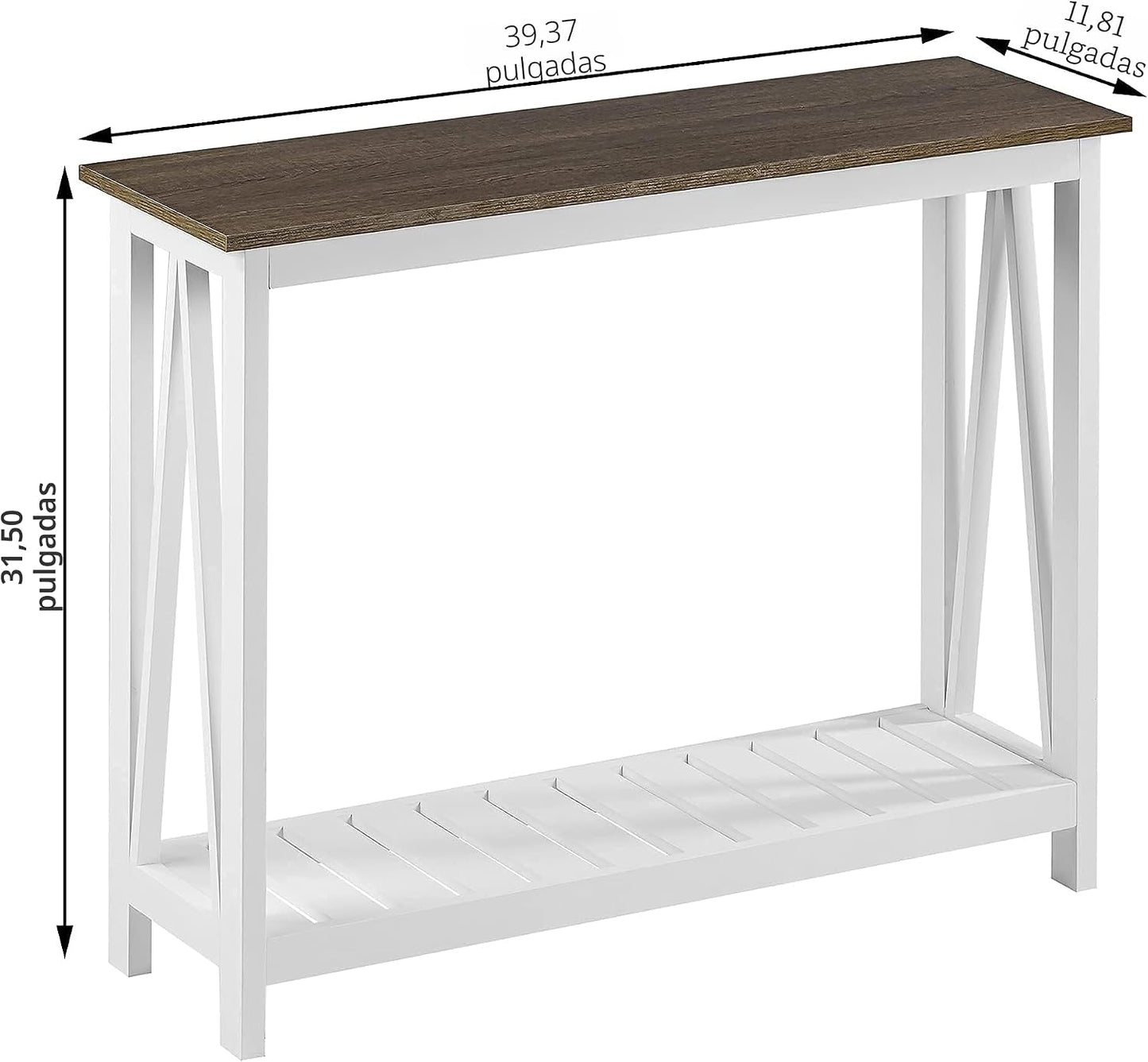 Mesa consola rústica vintage estrecha 40blanco