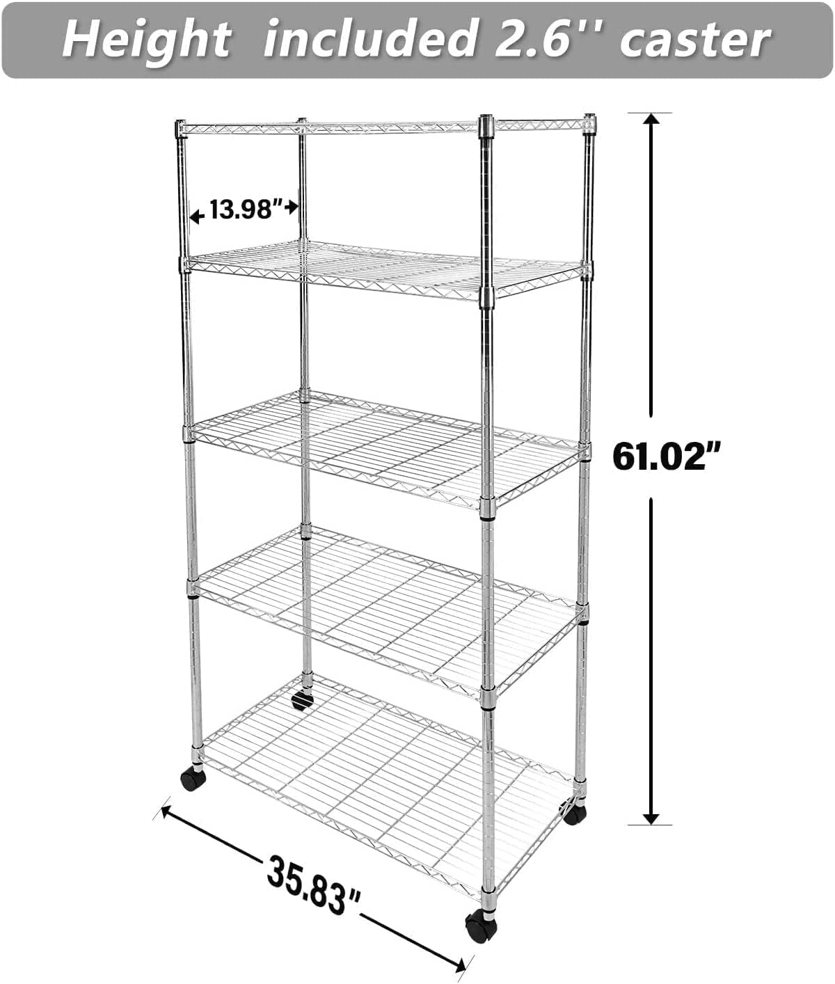 Estantería 5 niveles 36x14" 1250lb cromo