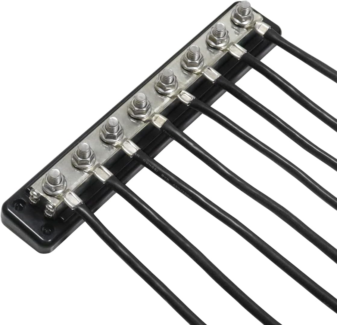 Barra bus alta corriente 600A 8 terminales 3/8"