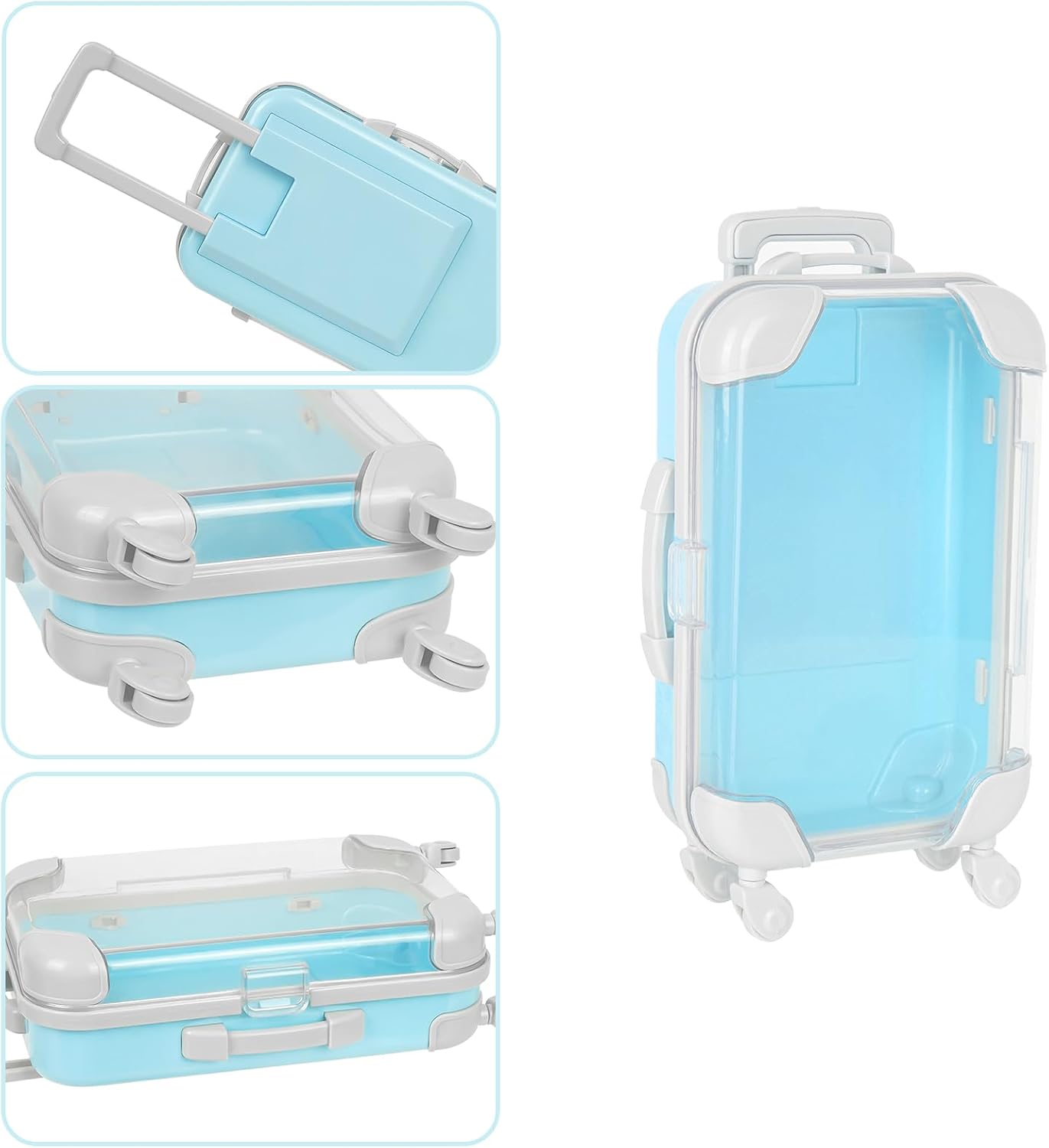 4 Mini Maletas Plástico para Almacenamiento Joyas