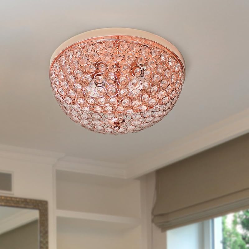 Lámpara techo empotrado 13pulg 2 luces metal oro rosa