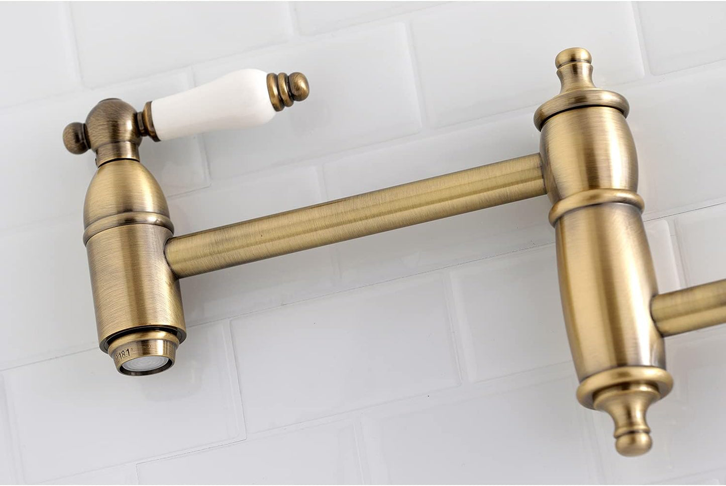Grifo cocina montaje pared latón antiguo 13pulg
