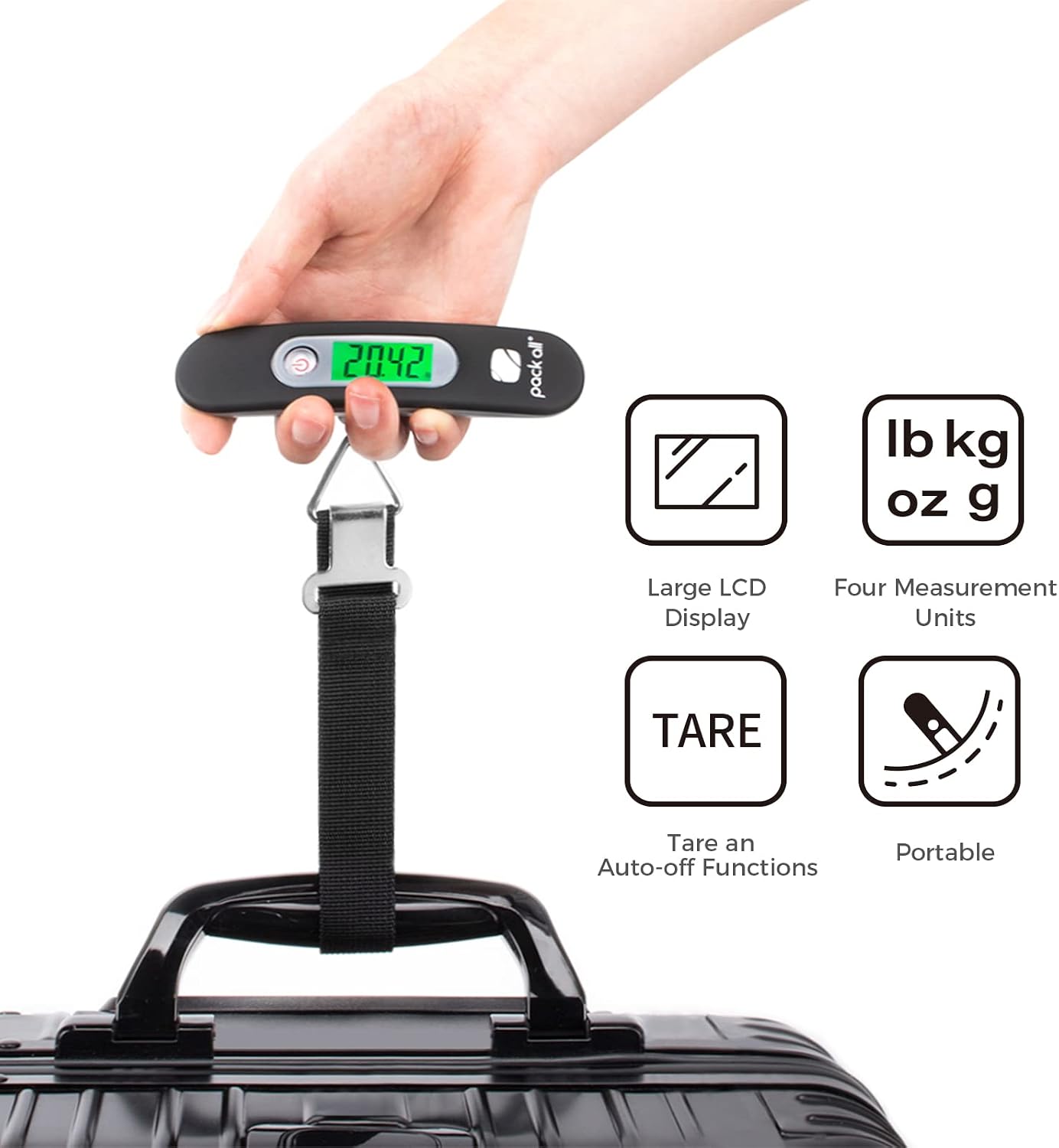 Báscula equipaje digital 110lb pantalla LCD negro