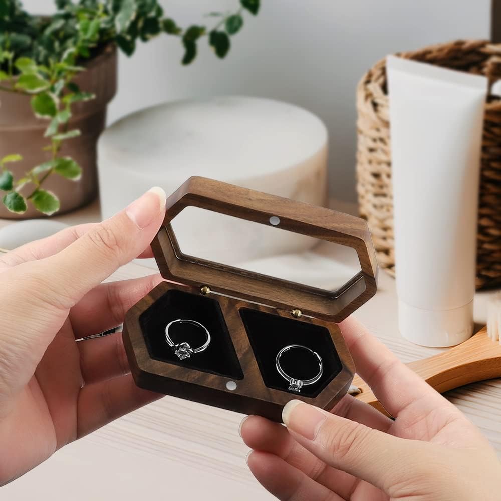 Caja madera anillos boda dos anillos soporte propuesta