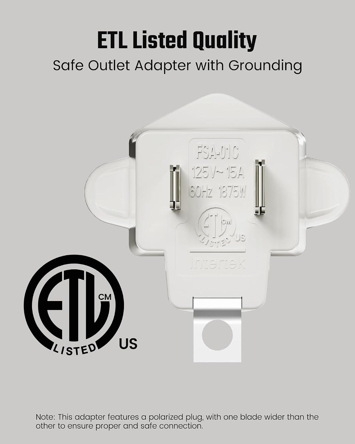 Adaptador 3 clavijas a 2 clavijas ETL con tierra