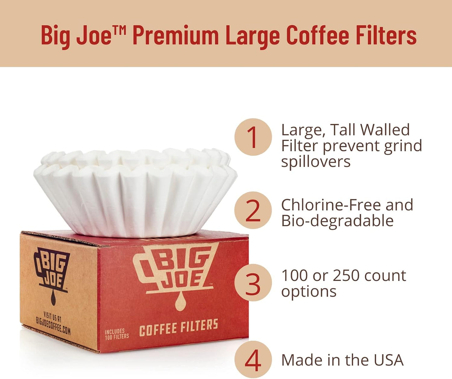 Filtros café grandes para máquinas BUNN 12 tazas 9¾pulg