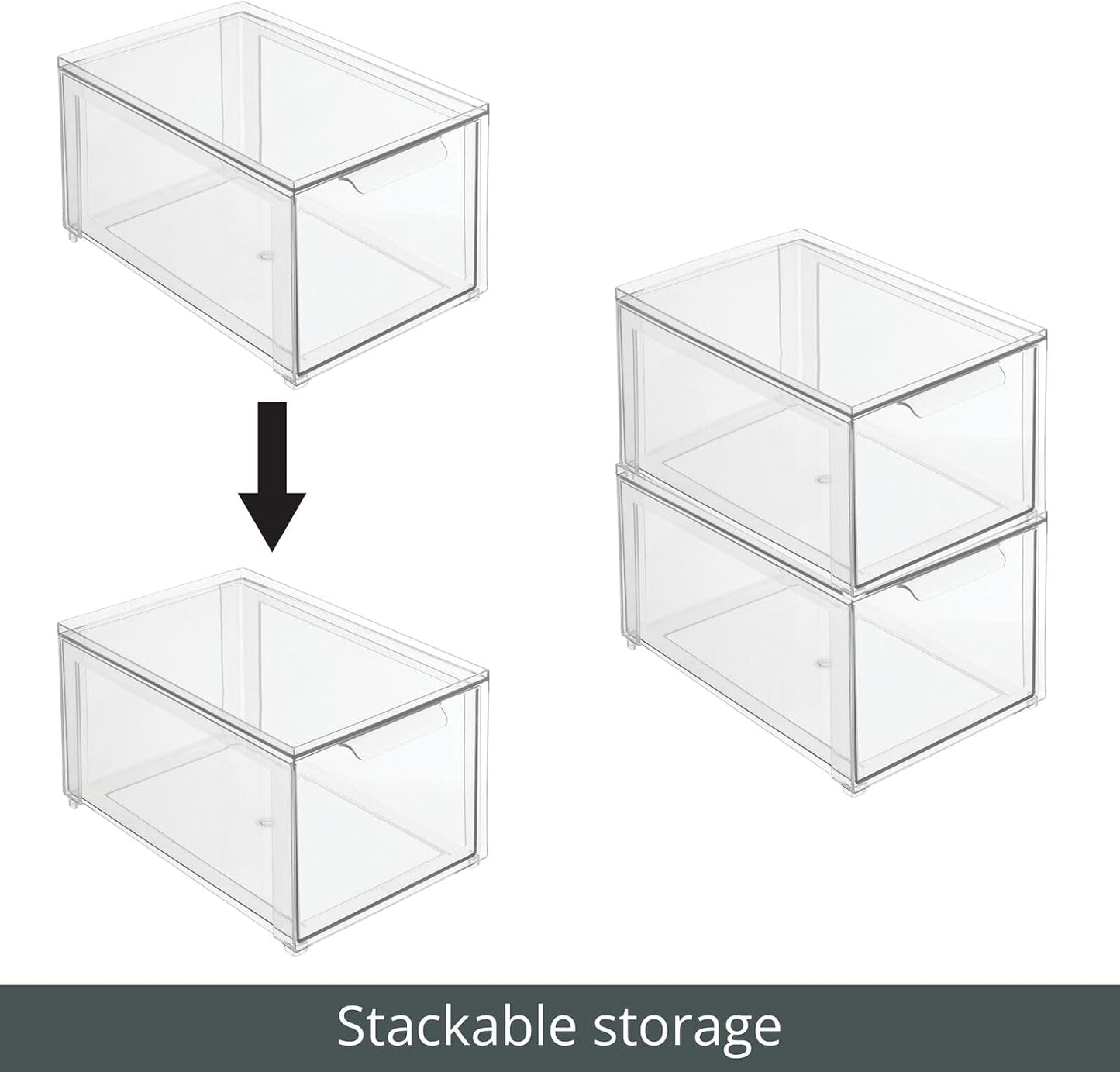 Almacenamiento baño plástico apilable cajón organiz. 4 pzas