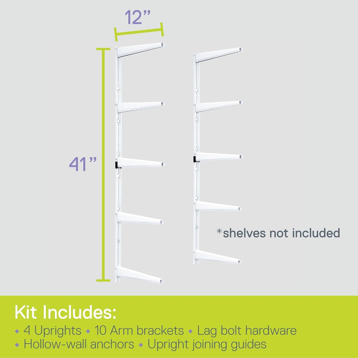 Soportes estante ajustables 12pulg resistentes 800lb