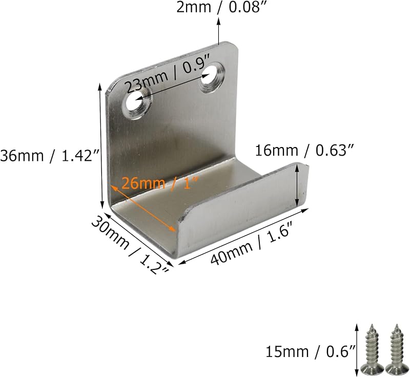 10 Pzas Soporte Gancho Azulejos Acero Inox Plata