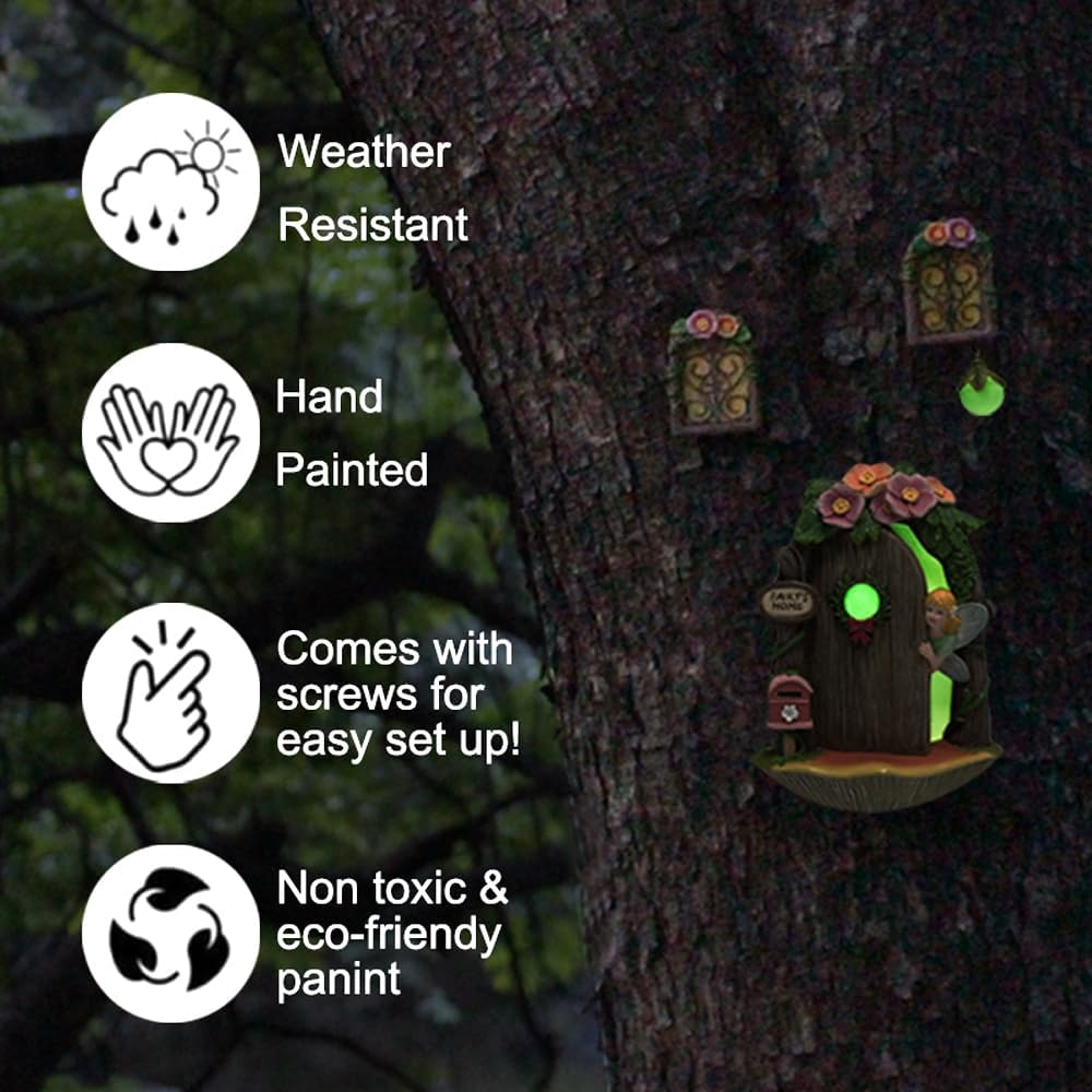 Kit decoración jardín hadas gnomos brilla en la oscuridad