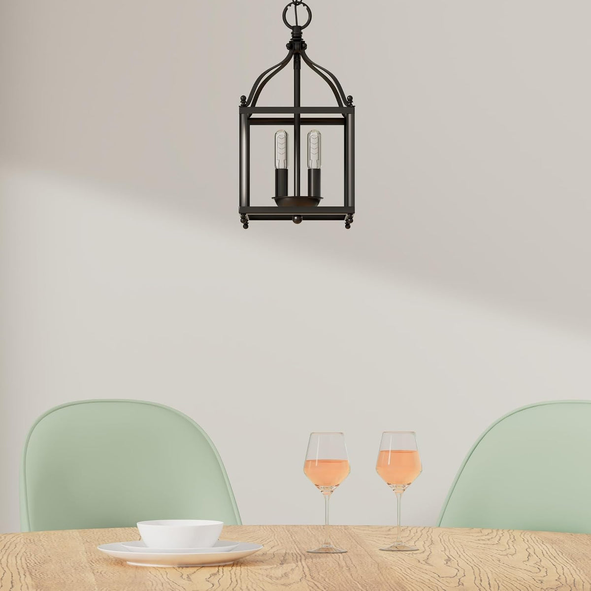 Colgante 2 luces negro 14.75pulg