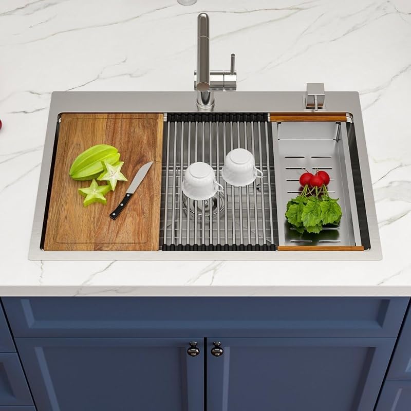Fregadero cocina acero inox 33pulg montaje superior
