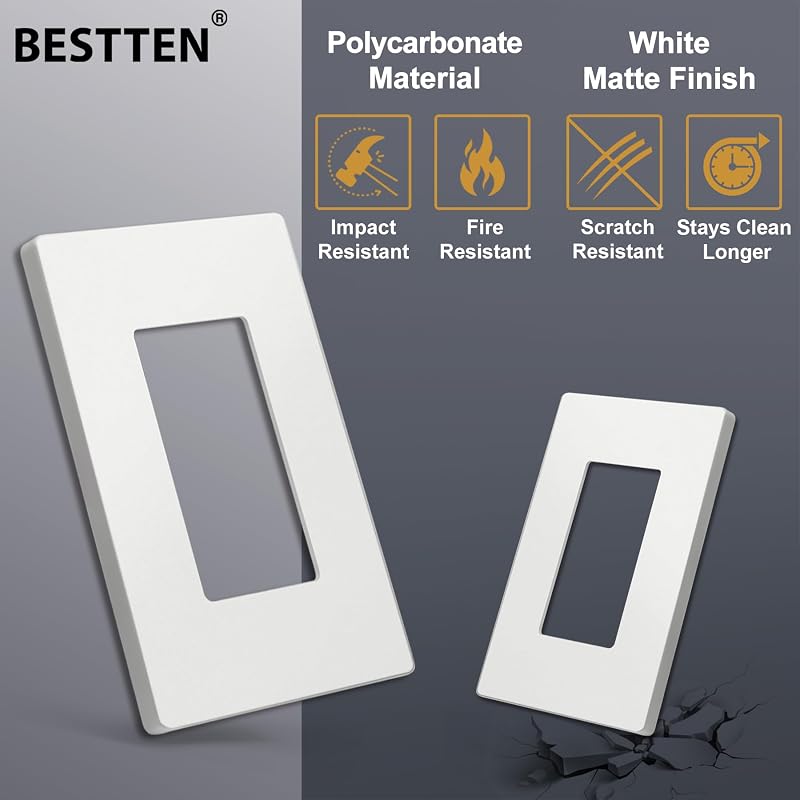 Placa interruptor blanco mate 4.69x2.91" decoradora