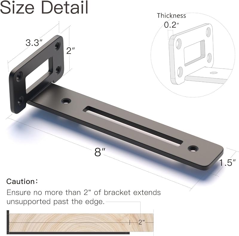 6 Soportes L Metal 8pulg para Estante Flotante Bricolaje