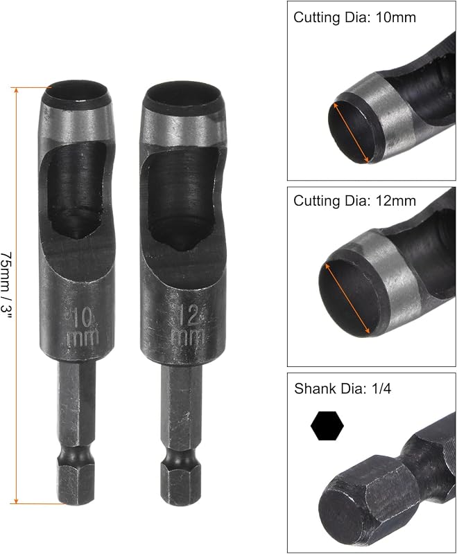 2 Unids vástago 1/4 pulg cuero para taladro artesanía