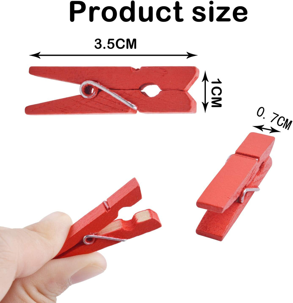 100 Pzas Clip de papel madera roja para ropa y fotos