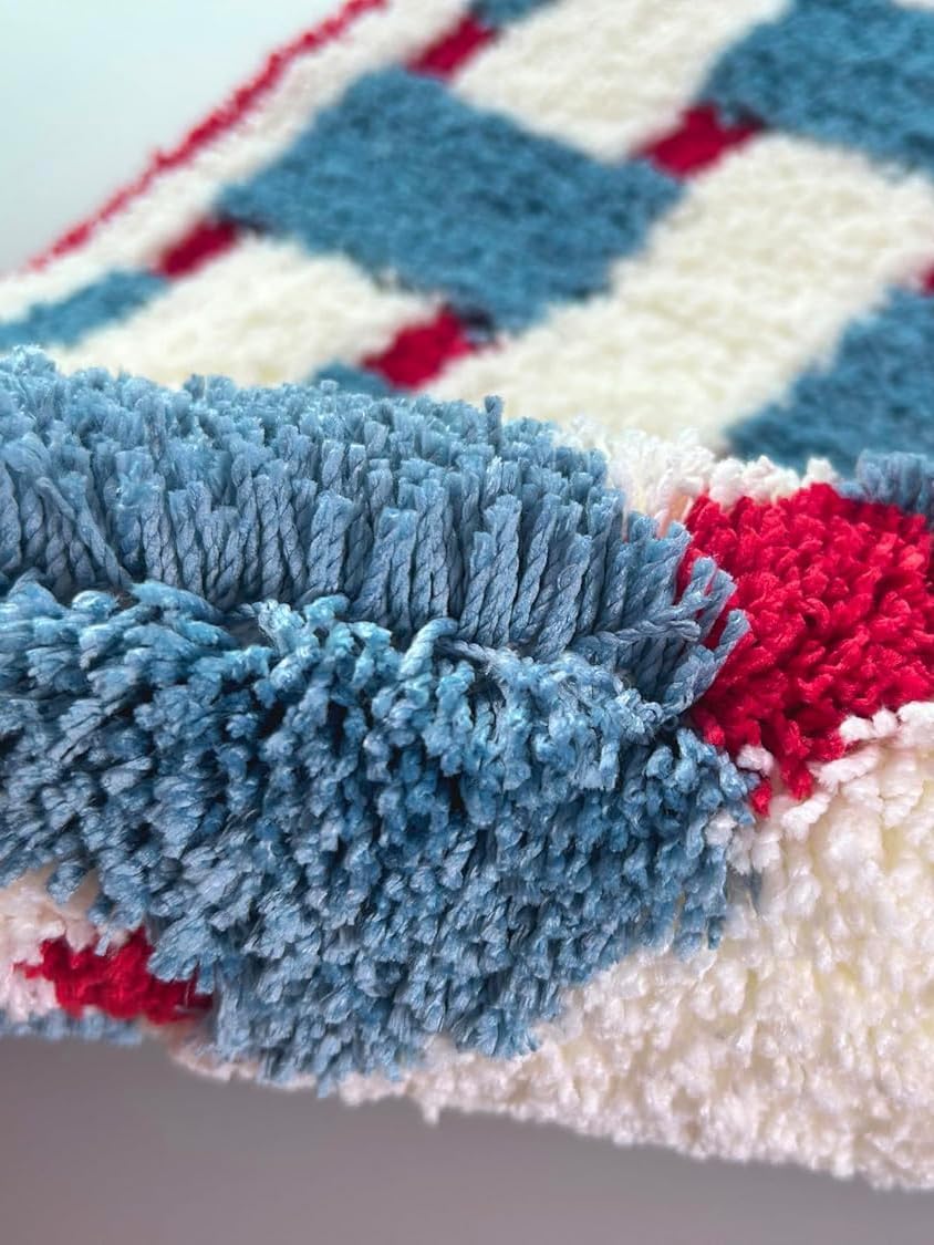 Tapete baño absorbente cuadros azules antideslizante bandera EE.UU.
