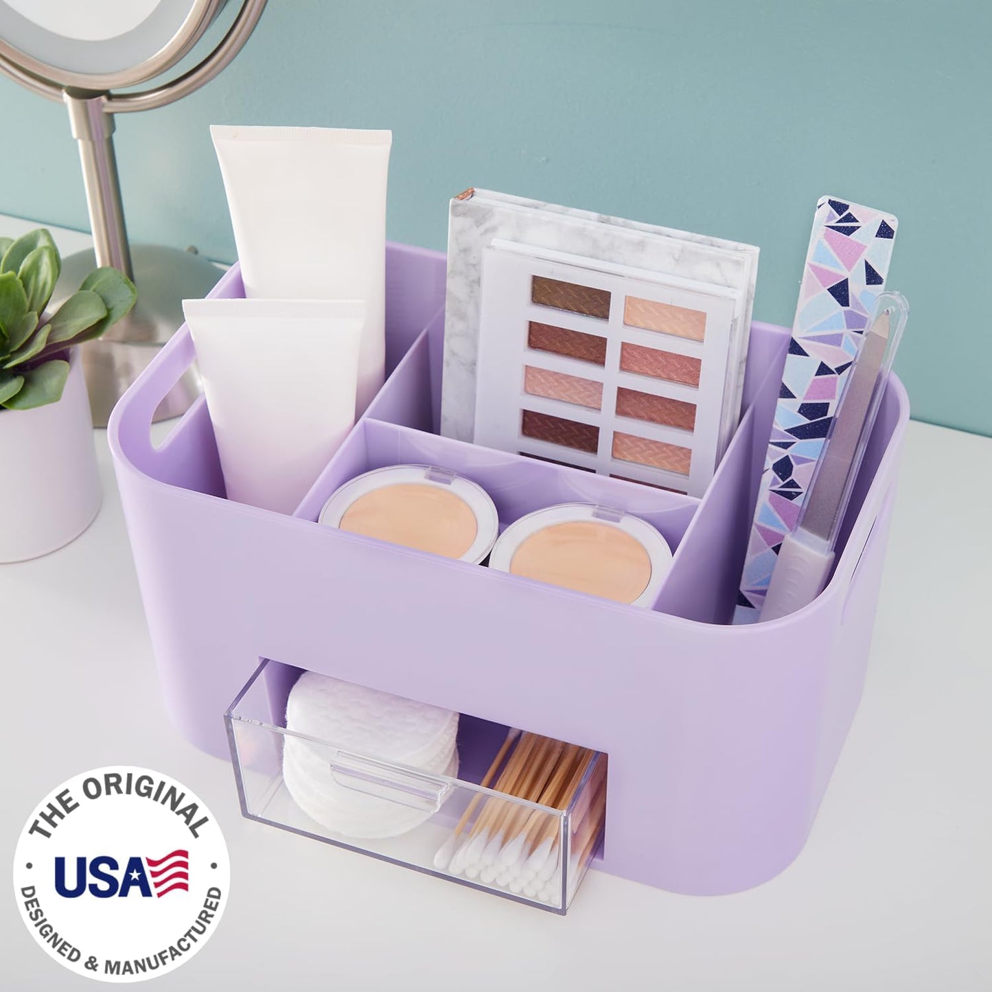 Organiz. maquillaje encimera baño cajón brochas cosméticos
