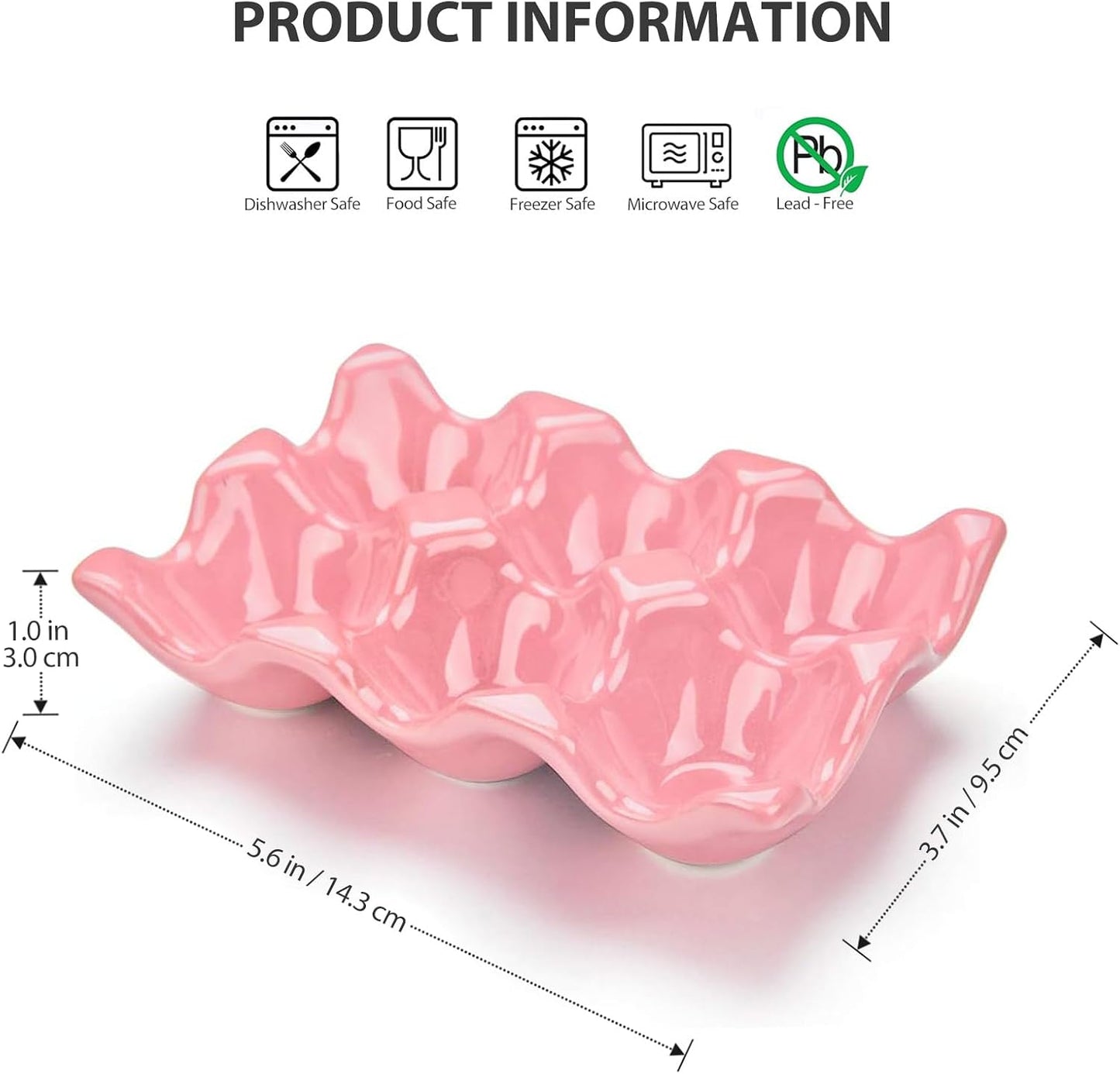 Organiz. huevos cerámica 6 tazas rosa