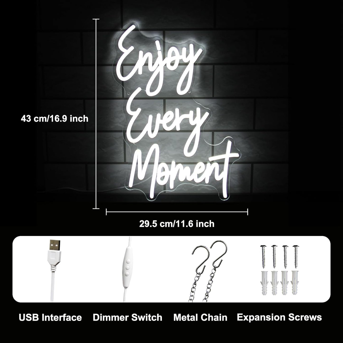Letrero Neón Blancas LED Dimmable para Dormitorio Bar