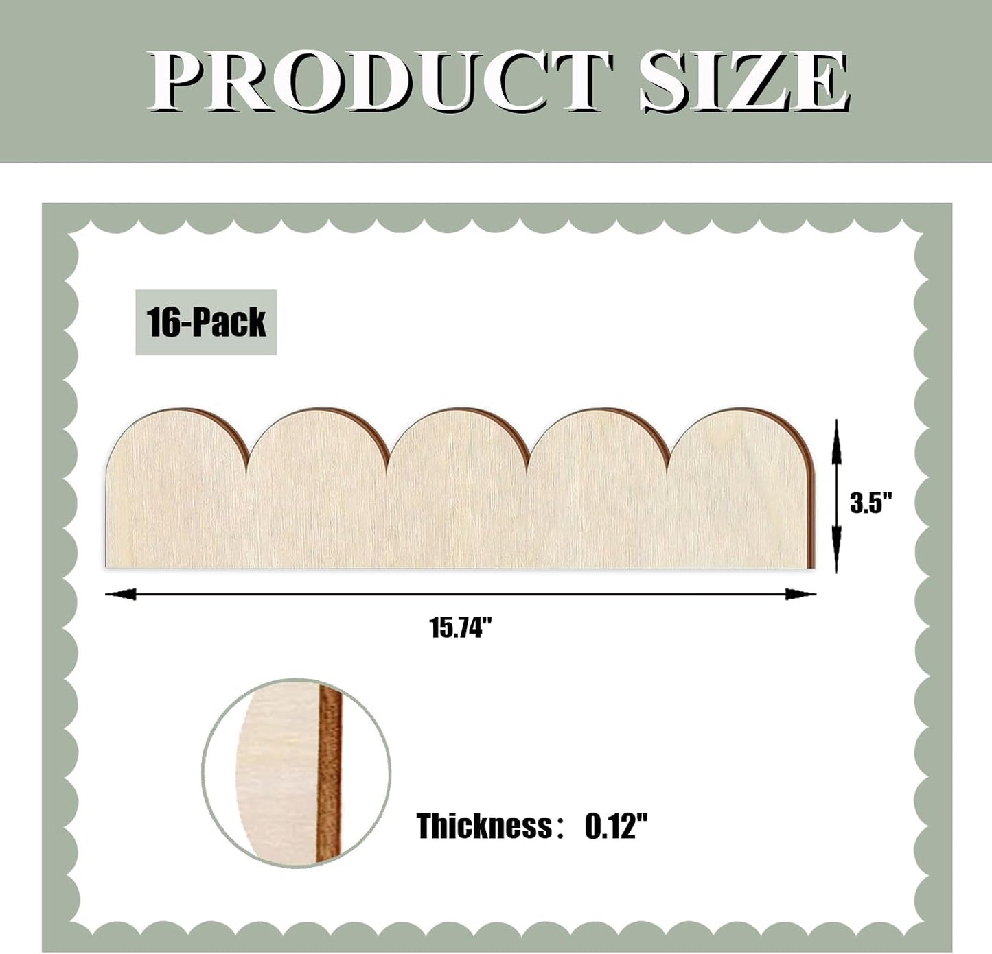 16 Adornos Madera Festoneados para Puerta Pared 15.74x3.5pulg