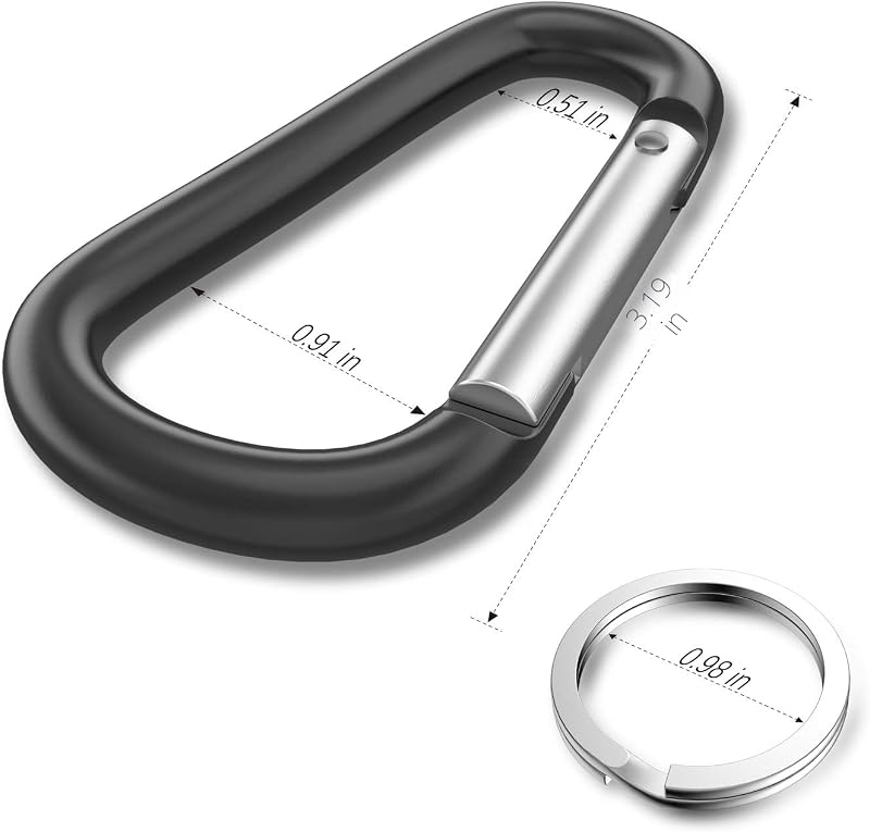 Mosquetón aluminio forma D tipo Caribeener juego 10
