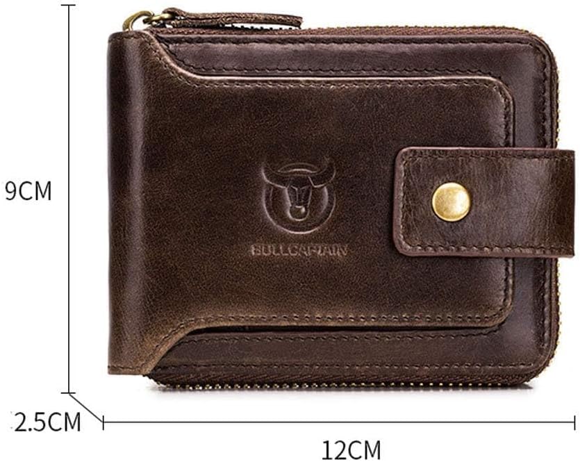 Cartera RFID cuero para hombre con ventana y bolsillo