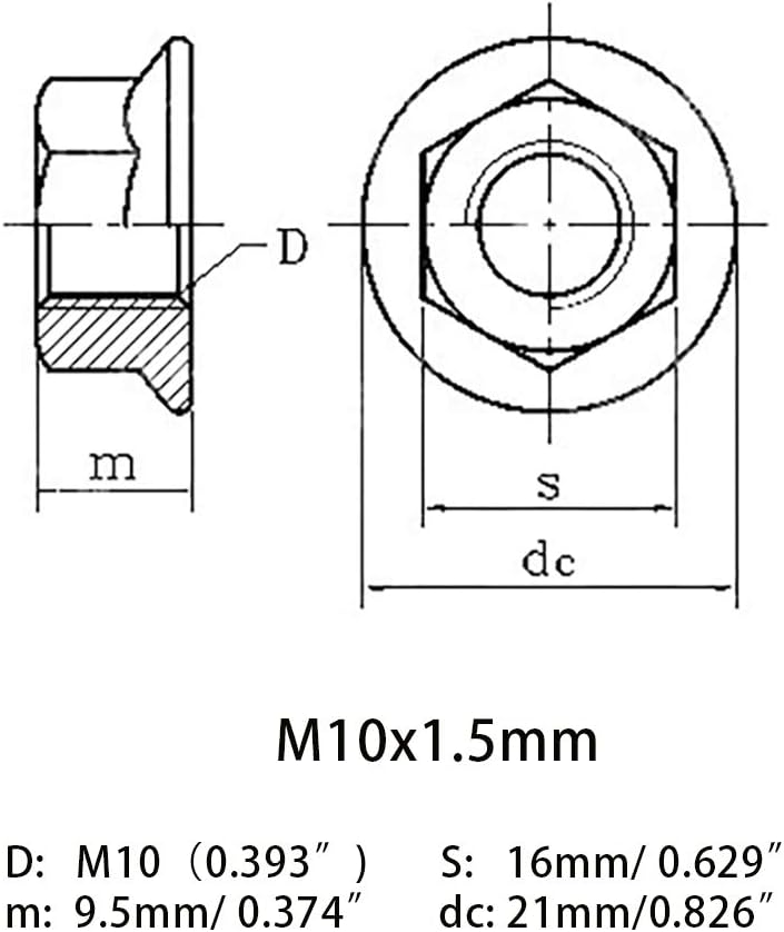 Brida acero inox M10x1.0 197pulg 5pcs