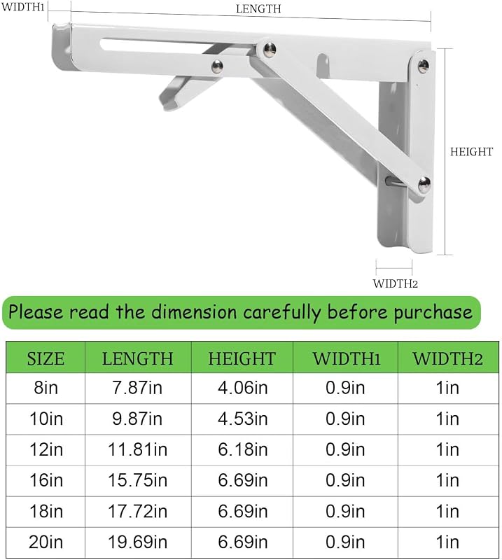 Soportes estante plegable 16" 4 Pzas blanco
