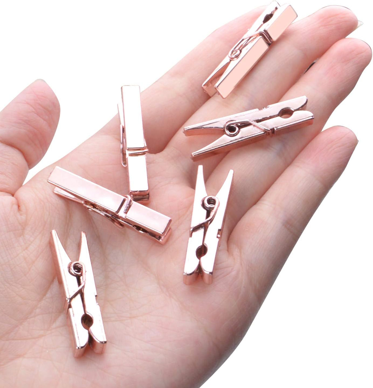100 Pinzas Plástico Oro Rosa para Fotos Ropa Manualidades 1.4in