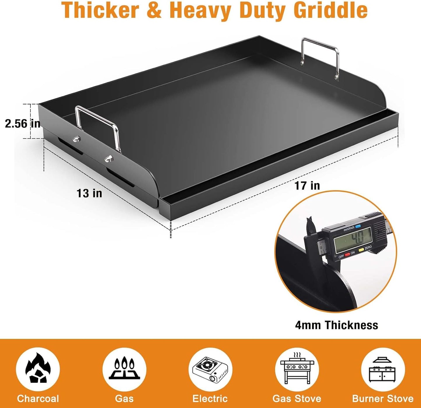 Plancha parrilla gas 17x13pulg asas extraibles antiadherente