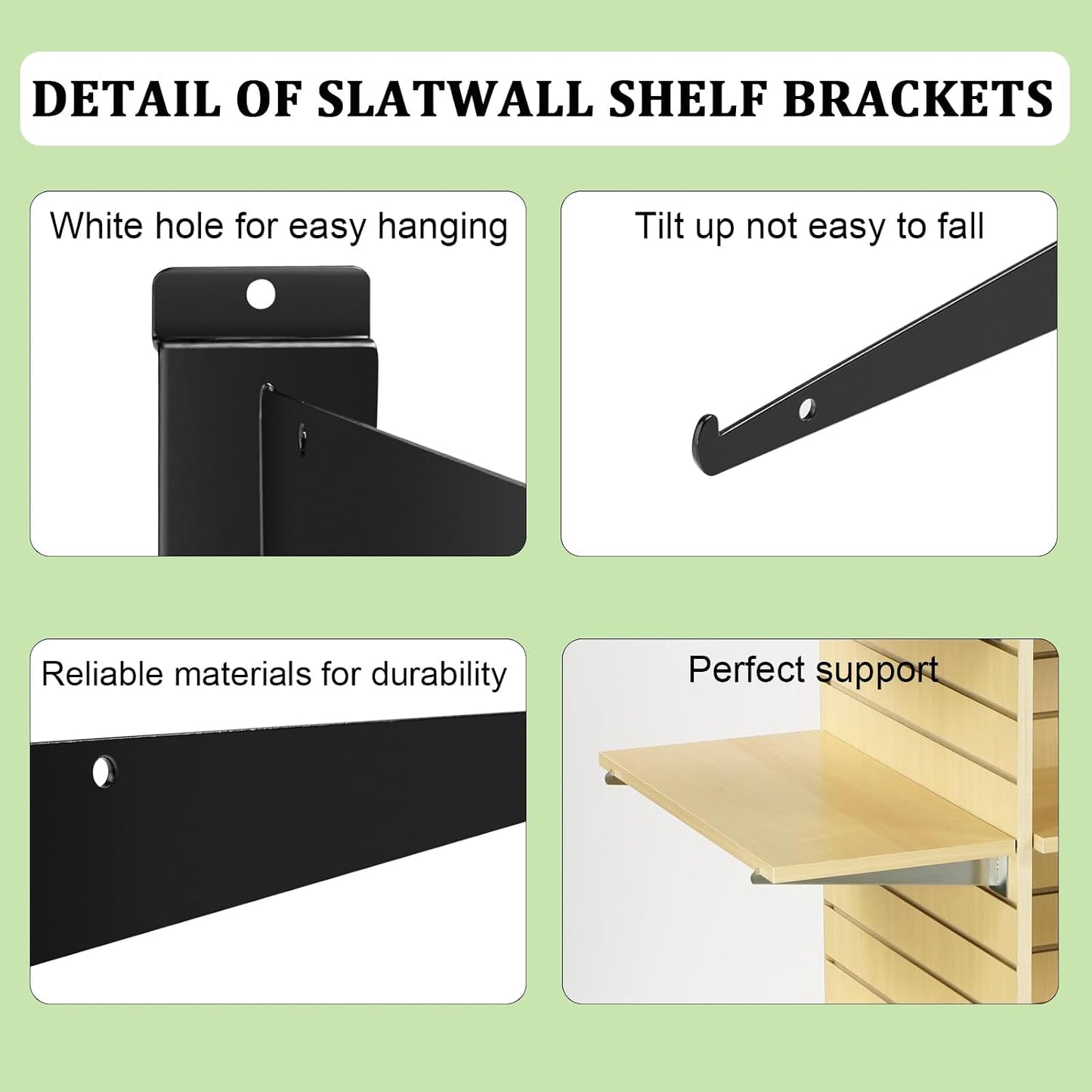 12 Soportes Slatwall 14pulg para Cuchillos Estantería Hogar